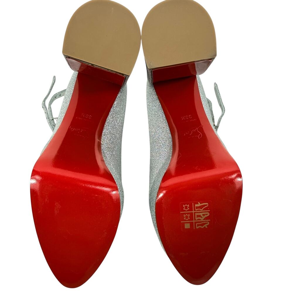 New Christian Louboutin Movida Jane Glitter Platfrom Pumps Silver Size 38.5 - Picture 8 of 10